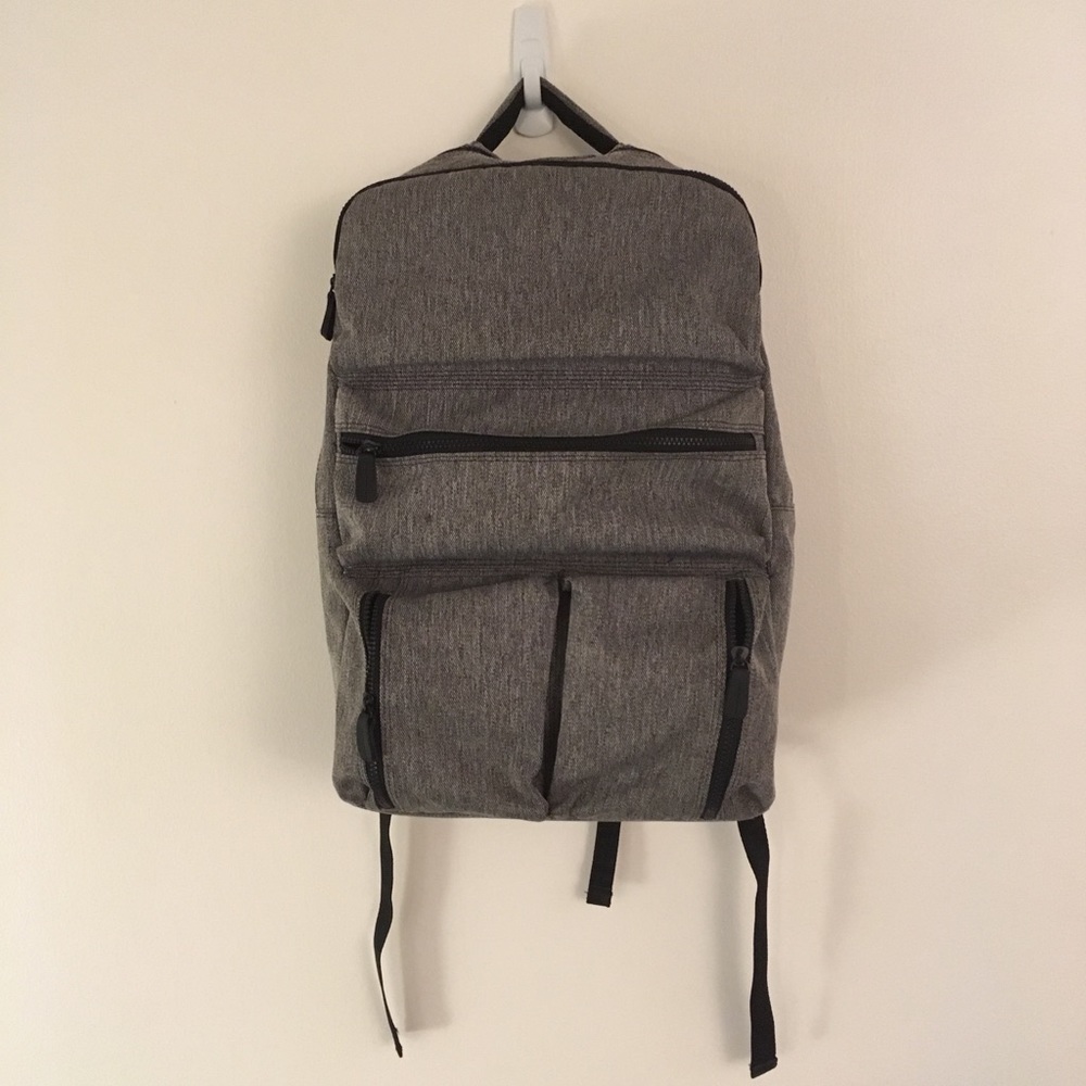 Gray backpack with 17” laptop pocket